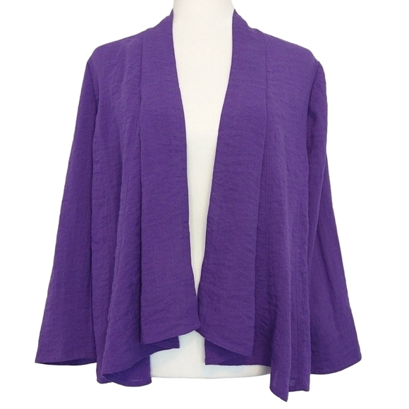 Chico's Purple Open Drape Front Lightweight Jacket Topper Modern Linen-Look - Picture 1 of 7